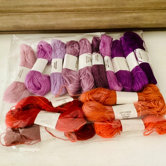 Appleton Yarn of London Wool Needlepoint Tapestry Thread Lot of 16 Purple Orange - Picture 2 of 11